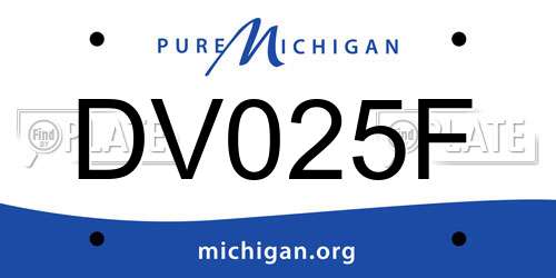 DV025F Michigan License Plate