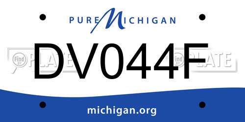 DV044F Michigan License Plate