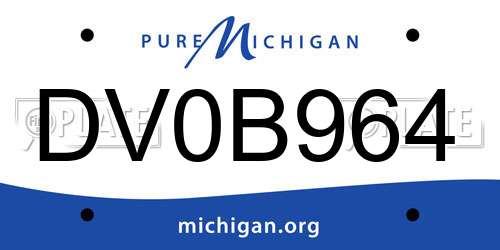 DV0B964 Michigan License Plate