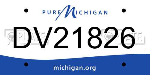 DV21826 Michigan License Plate