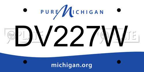 DV227W Michigan License Plate