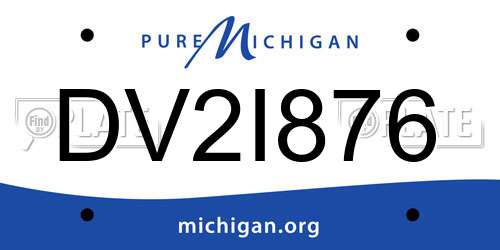DV2I876 Michigan License Plate