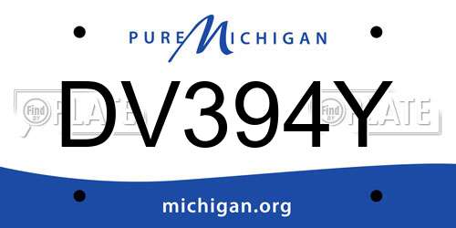 DV394Y Michigan License Plate