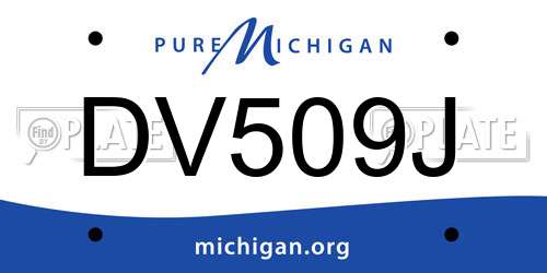 DV509J Michigan License Plate