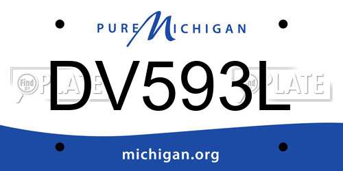 DV593L Michigan License Plate