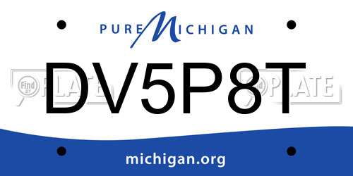 DV5P8T Michigan License Plate