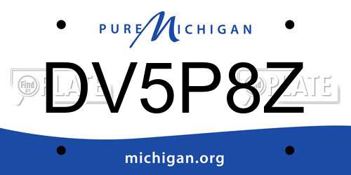 DV5P8Z Michigan License Plate