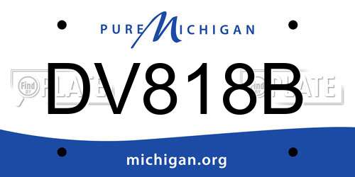 DV818B Michigan License Plate