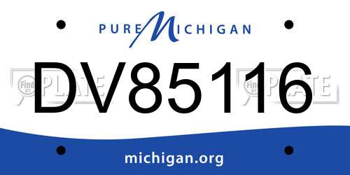 DV85116 Michigan License Plate