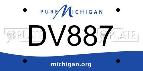 DV887 Michigan License Plate