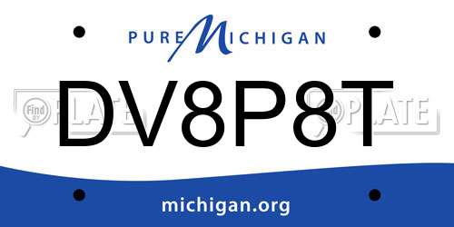 DV8P8T Michigan License Plate
