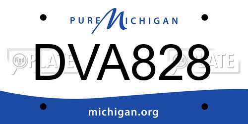 DVA828 Michigan License Plate