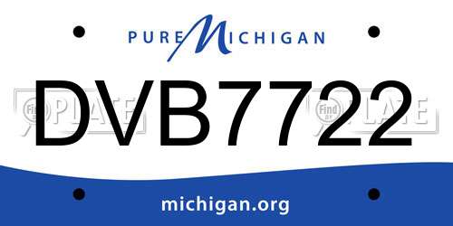 DVB7722 Michigan License Plate