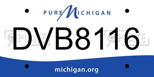 DVB8116 Michigan License Plate