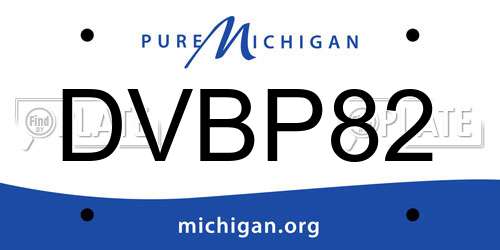DVBP82 Michigan License Plate