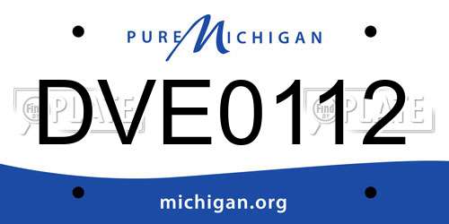 DVE0112 Michigan License Plate
