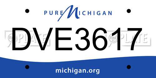 DVE3617 Michigan License Plate