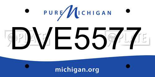 DVE5577 Michigan License Plate