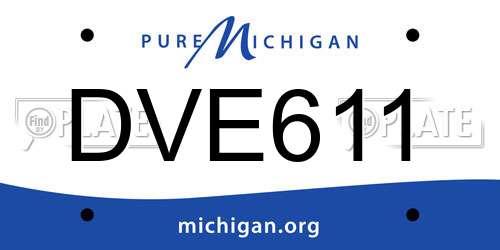 DVE611 Michigan License Plate