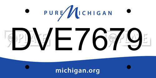 DVE7679 Michigan License Plate