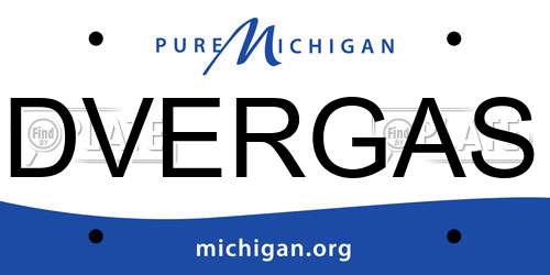 DVERGAS Michigan License Plate