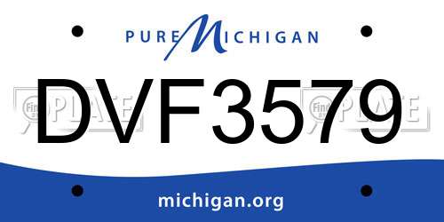 DVF3579 Michigan License Plate