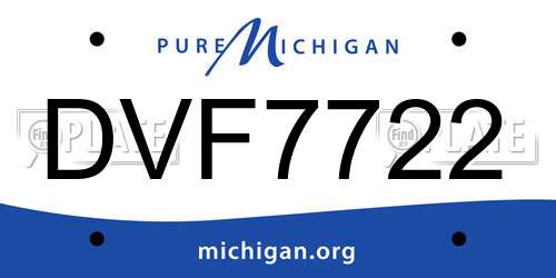 DVF7722 Michigan License Plate