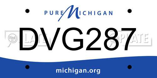DVG287 Michigan License Plate