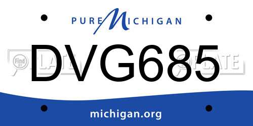 DVG685 Michigan License Plate