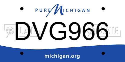 DVG966 Michigan License Plate