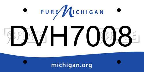 DVH7008 Michigan License Plate
