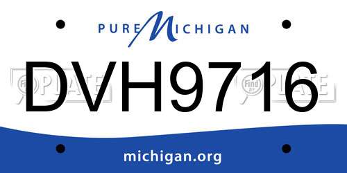 DVH9716 Michigan License Plate