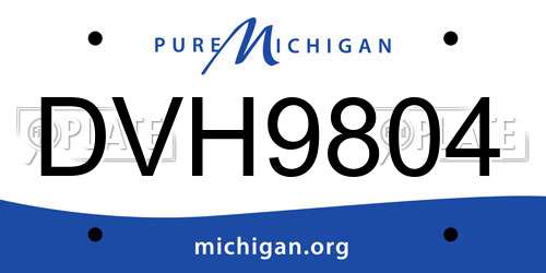 DVH9804 Michigan License Plate