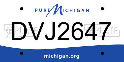 DVJ2647 Michigan License Plate