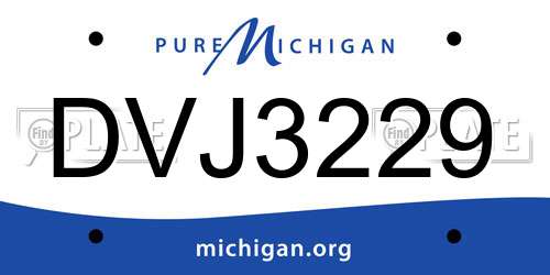 DVJ3229 Michigan License Plate