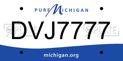 DVJ7777 Michigan License Plate