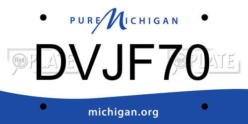 DVJF70 Michigan License Plate