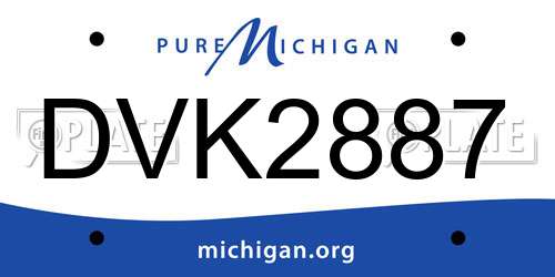 DVK2887 Michigan License Plate