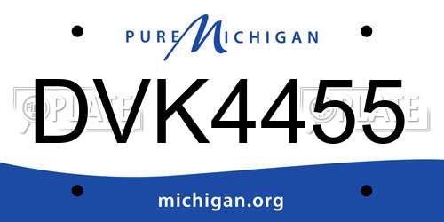 DVK4455 Michigan License Plate
