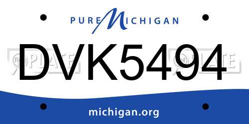 DVK5494 Michigan License Plate