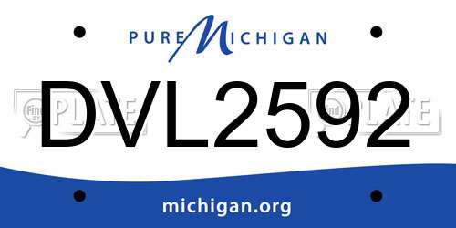 DVL2592 Michigan License Plate