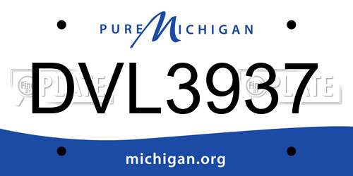 DVL3937 Michigan License Plate