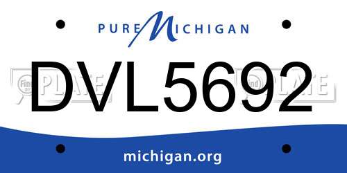 DVL5692 Michigan License Plate