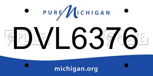 DVL6376 Michigan License Plate