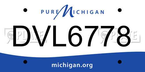DVL6778 Michigan License Plate