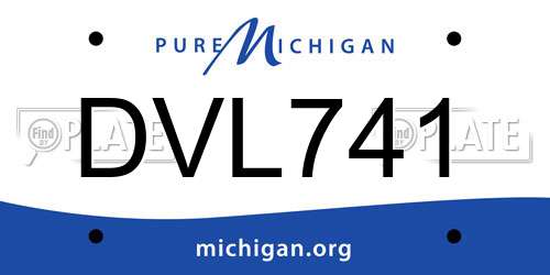 DVL741 Michigan License Plate