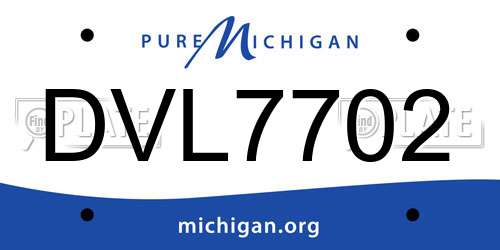 DVL7702 Michigan License Plate