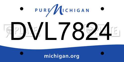 DVL7824 Michigan License Plate