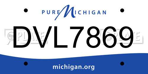 DVL7869 Michigan License Plate