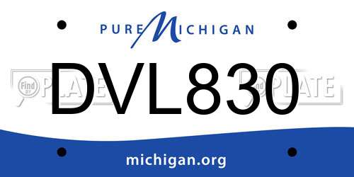 DVL830 Michigan License Plate